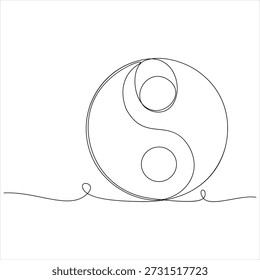 Kontinuierliche bearbeitbare Linienzeichnung von Yin Yang Symbol eine Linienzeichnung von Yin Yang Symbol