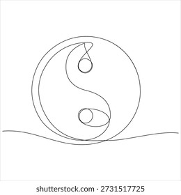 Kontinuierliche bearbeitbare Linienzeichnung von Yin Yang Symbol eine Linienzeichnung von Yin Yang Symbol