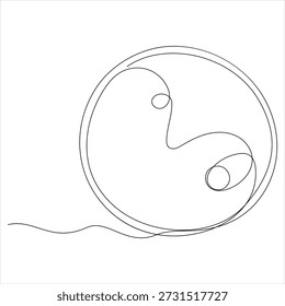 Kontinuierliche bearbeitbare Linienzeichnung von Yin Yang Symbol eine Linienzeichnung von Yin Yang Symbol