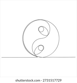 Dibujo de línea editable continuo del símbolo del yin yang Dibujo de una línea del icono del yin yang