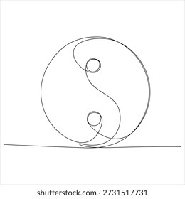 Kontinuierliche bearbeitbare Linienzeichnung von Yin Yang Symbol eine Linienzeichnung von Yin Yang Symbol