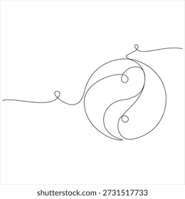Kontinuierliche bearbeitbare Linienzeichnung von Yin Yang Symbol eine Linienzeichnung von Yin Yang Symbol
