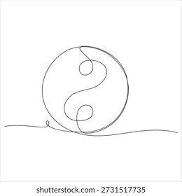Kontinuierliche bearbeitbare Linienzeichnung von Yin Yang Symbol eine Linienzeichnung von Yin Yang Symbol