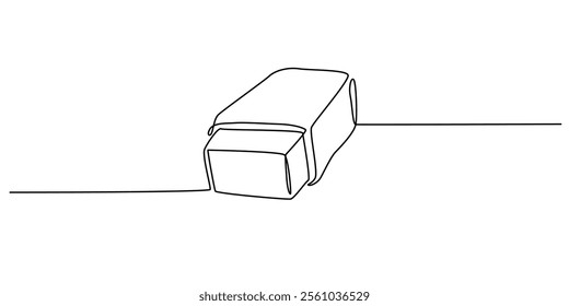 continuous eraser drawing in one line,  school supplie, Back to school one line continuous drawing. rubber eraser. outline pro vector illustraton, Eraser continuous one line drawingo of simple. 