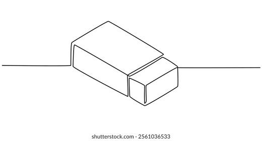 continuous eraser drawing in one line,  school supplie, Back to school one line continuous drawing. rubber eraser. outline pro vector illustraton, Eraser continuous one line drawingo of simple. 