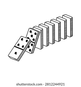 Continuous Falling Domino Tiles Element For Cause And Effect Concept