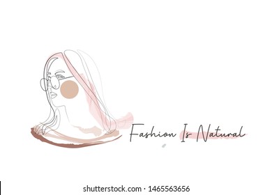 Continuous fashion one line drawing hair face style concept. Beautiful minimalist woman, vector illustration.