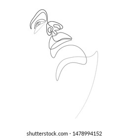 Continuous fashion one line drawing faces hair style concept. Beautiful minimalist women, vector illustration