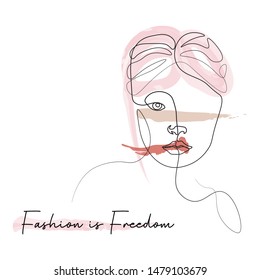 Continuous fashion one line drawing faces hair style concept. Beautiful minimalist women, vector illustration