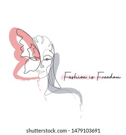 Continuous fashion one line drawing faces hair style concept. Beautiful minimalist women, vector illustration