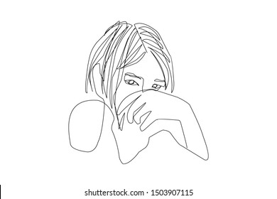 Continuous fashion one line drawing faces hair style concept. Beautiful minimalist women, vector illustration
