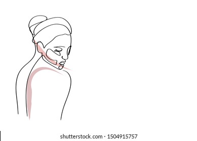 Continuous fashion one line drawing faces hair style concept. Beautiful minimalist women, vector illustration
