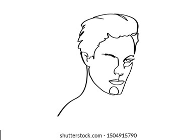 Continuous Fashion One Line Drawing Faces Stock Vector (Royalty Free ...