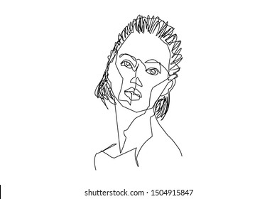 Continuous fashion one line drawing faces hair style concept. Beautiful minimalist women, vector illustration
