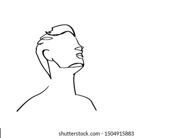 Continuous fashion one line drawing faces hair style concept. Beautiful minimalist women, vector illustration
