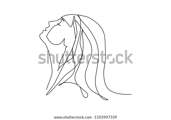 Continuous Fashion One Line Drawing Faces Stock Vector (Royalty Free ...