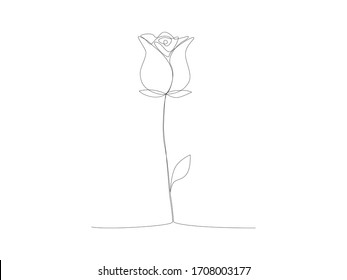 Ilustración vectorial de la línea de flores continua aislada en fondo blanco
