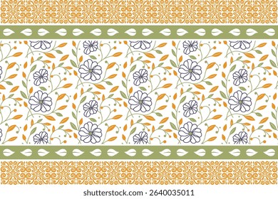 Continuous flower sketch design. Seamless line art repeat suitable for fashionable textiles and table top fabrics.

