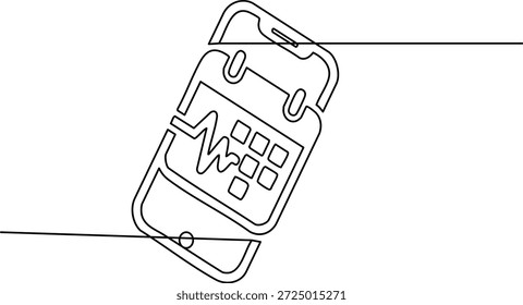 Kontinuierlich fließende Linie minimalistisches Design Konzept eines Smartphones zeigt ein Raster von mobilen Apps