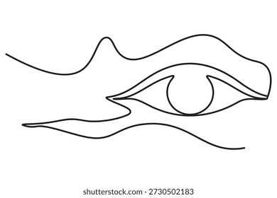 Continuous flowing line minimalist design concept of a human eye within a fluid organic shape