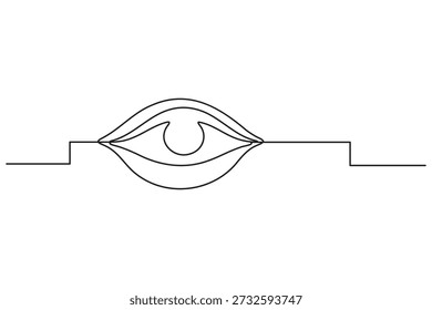 Concepto de diseño minimalista de línea fluida continua de un ojo simétrico con acentos geométricos