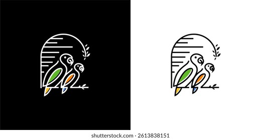 Continuous frame bird icon. Single line bird logo. Minimalist Doff emblem.
