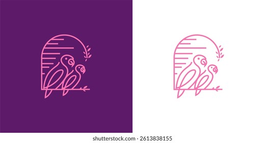 Continuous frame bird icon. Single line bird logo. Minimalist Doff emblem.