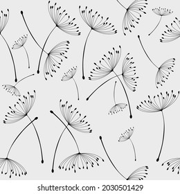 continuous grass flowers with black stripes on a white background