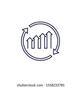 continuous growth icon, line vector on white