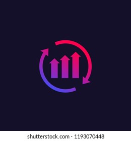 continuous growth icon, vector