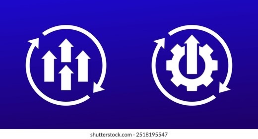 continuous growth and improvement icons, vector