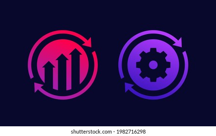 continuous growth and improvement vector icons