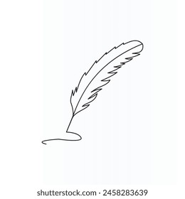 Continuous hand drawing of line art bird feathers on white background. Abstract vector illustration