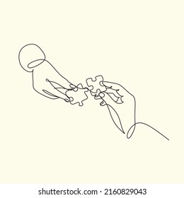 Laufende Rätsel für die Handzeichnung. Teamwork-Leistungen von Line