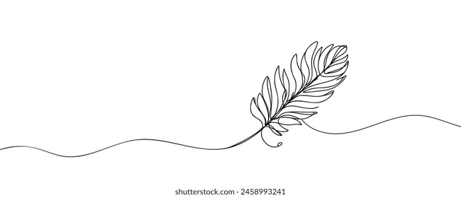 Mano continua dibujada para pluma de pájaro sobre fondo blanco. Abstractas Ilustración vectorial. Vector