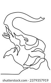 continuous hand drawn line art vector of elephant