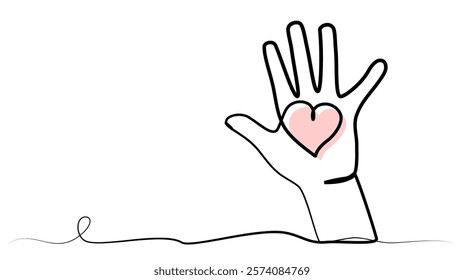 continuous hand love drawing with one line. vector