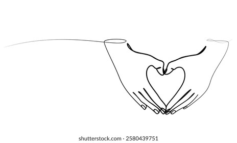 continuous hand love drawing with one line. vector