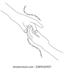 Continuous Hand Pattern, Gentle Touch Valentine's Day Greeting Cards, Birthday, Love Greetings for Couples. Hand style doodle.