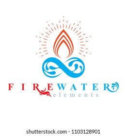 Continuous harmony between water and fire nature elements, vector limitless symbol for use as business logo.