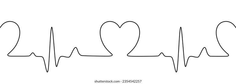 Gráfico continuo de latido cardíaco línea perfecta. Diseño de vectores mínimo.