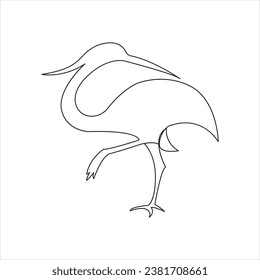 Continuous heron single line drawing icon vector outline illustration