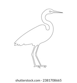 Continuous heron single line drawing icon vector outline illustration