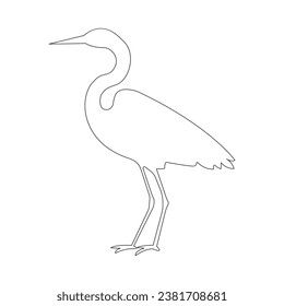 Continuous heron single line drawing icon vector outline illustration