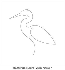 Continuous heron single line drawing icon vector outline illustration