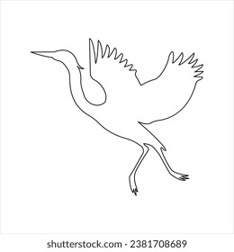 Icono de dibujo de línea única heron continua ilustración de contorno vectorial