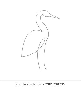 Icono de dibujo de línea única heron continua ilustración de contorno vectorial