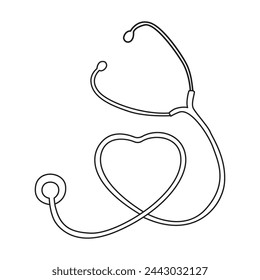 Continuous Hospital stethoscope one line art vector