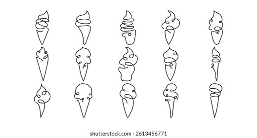 Continuous Ice Cream Line Drawing Collection
