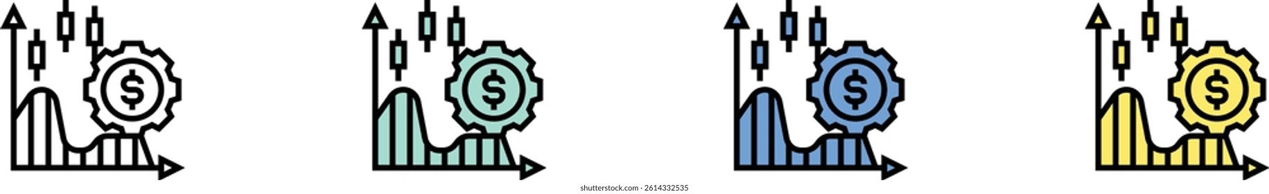 continuous icon. Outline, Green, Blue and Yellow Style Design Isolated On White Background